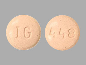 Pill IG 448 Peach Round is Hydrochlorothiazide and Lisinopril