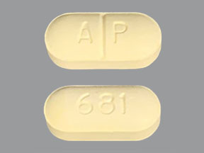 Pill A P 681 Yellow Capsule/Oblong is Prolate