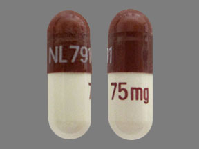 Pill NL 791 75mg Brown & White Capsule/Oblong is Mondoxyne NL