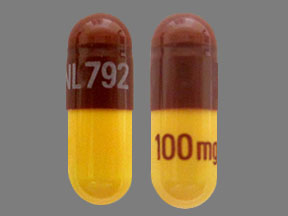 Pill NL 792 100mg Brown & Yellow Capsule-shape is Mondoxyne NL