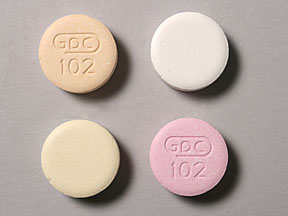 Pill GDC 102  Round is Antacid Extra Strength