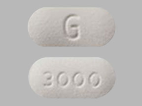Pill G 3000 White Capsule/Oblong is Riluzole