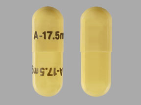 Pill A-17.5 mg A-17.5 mg Yellow Capsule/Oblong is Soriatane