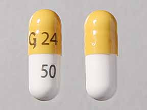Pill G24 50 White & Yellow Capsule-shape is Zonisamide