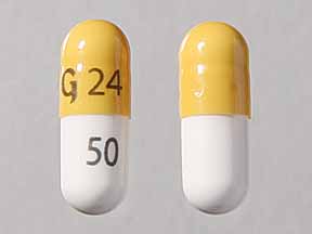 Pill G24 50 White & Yellow Capsule/Oblong is Zonisamide