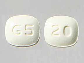 Pill G5 20 Yellow Rectangle is Pravastatin Sodium