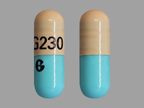 Pill G G230 Blue & Orange Capsule/Oblong is Omeprazole Delayed-Release