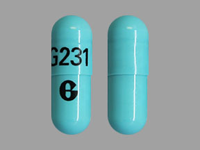Pill G G231 Blue Capsule/Oblong is Omeprazole Delayed-Release