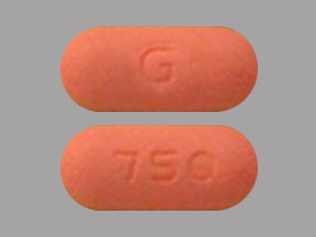 Pill G 750 Orange Capsule/Oblong is Methocarbamol