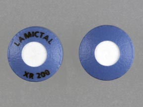 Pill LAMICTAL XR 200 Blue & White Round is Lamictal XR