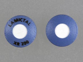 Pill LAMICTAL XR 200 Blue & White Round is Lamictal XR