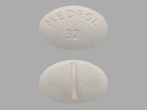 Pill MEDROL 32 White Oval is Medrol
