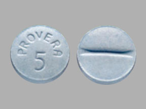 Pill PROVERA 5 Blue Round is Provera