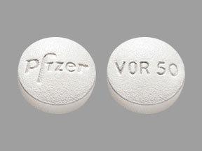 Pill Pfizer VOR50 White Round is Vfend