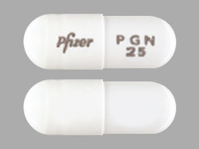 Pill Pfizer PGN 25 White Capsule/Oblong is Lyrica