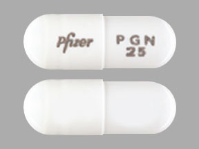 Pill Pfizer PGN 25 White Capsule/Oblong is Pregabalin