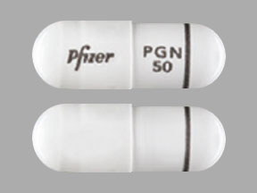 Pill Pfizer PGN 50 White Capsule-shape is Lyrica