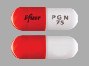 Pill Pfizer PGN 75 Orange Capsule/Oblong is Pregabalin