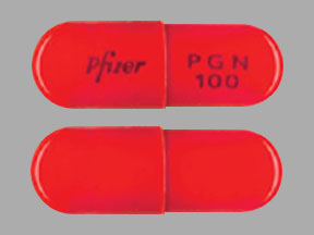 Pill Pfizer PGN 100 Orange Capsule/Oblong is Lyrica