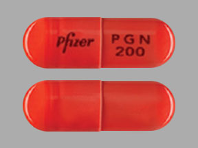 Pill Pfizer PGN 200 Orange Capsule-shape is Lyrica