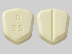 Pill D 95 Yellow Six-sided is Lamotrigine