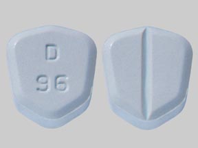 Pill D 96 Blue Six-sided is Lamotrigine