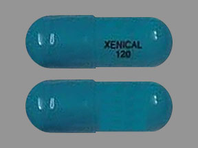 Pill XENICAL 120 Blue Capsule-shape is Xenical