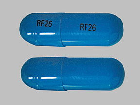 Pill RF26 RF26 Blue Capsule/Oblong is Hydrochlorothiazide