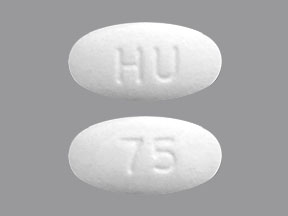 Pill HU 75 White Oval is Irbesartan