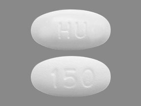 Pill HU 150 White Elliptical/Oval is Irbesartan
