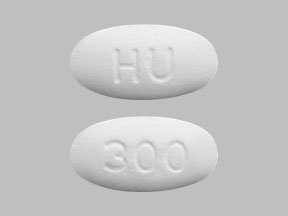 Pill HU 300 White Elliptical/Oval is Irbesartan