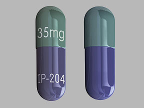 Pill IP 204 35mg Blue & Green Capsule-shape is Diclofenac