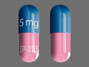 Pill IP 205 5 mg Blue & Pink Capsule-shape is Vivlodex