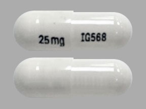 Pill 25 mg IG568 White Capsule-shape is Pregabalin