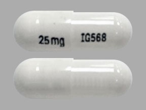 Pill 25 mg IG568 White Capsule/Oblong is Pregabalin