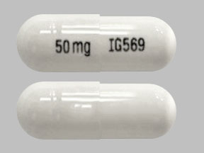 Pill 50 mg IG569 White Capsule/Oblong is Pregabalin