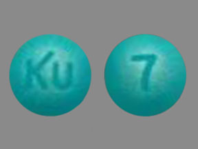 Pill KU 7 Blue Round is Rabeprazole Sodium Delayed-Release