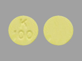 Pill K 100 Yellow Round is Methylphenidate Hydrochloride