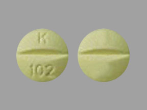 Pill K 102 Yellow Round is Methylphenidate Hydrochloride