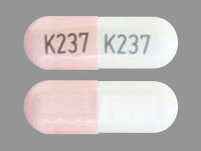 Pill K237 K237 Pink & White Capsule/Oblong is Ursodiol