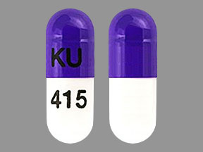 Pill KU 415 Purple Capsule/Oblong is Lansoprazole Delayed-Release