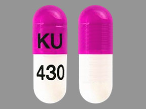 Pill KU 430 Purple Capsule-shape is Lansoprazole Delayed-Release