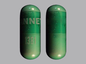 Pill LANNETT 1381 Green Capsule-shape is Clindamycin Hydrochloride