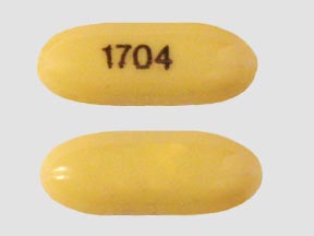 Pill 1704 Yellow Capsule/Oblong is Amantadine Hydrochloride