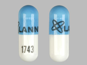 Pill Logo LANNETT 1743 Blue & White Capsule-shape is Phentermine Hydrochloride