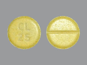 Pill CL 25 Yellow Round is Tetrabenazine