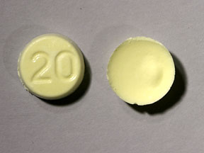 Pill 20 Yellow Round is Zyprexa Zydis