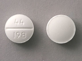 Pill 44 198 White Round is Dimenhydrinate