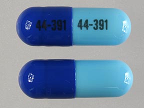 Pill 44 391 44 391 Blue Capsule/Oblong is Menstrual Relief