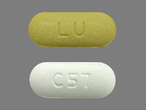 Pill LU C57 Yellow & White Capsule/Oblong is Amlodipine Besylate and Telmisartan